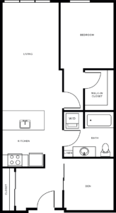 floorplans for a single bedroom apartment.